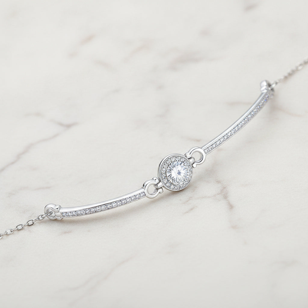 925 Sterling Silver 1 Carat Round Moissanite Bracelet White Gold Tone Luxury Style - Image 3