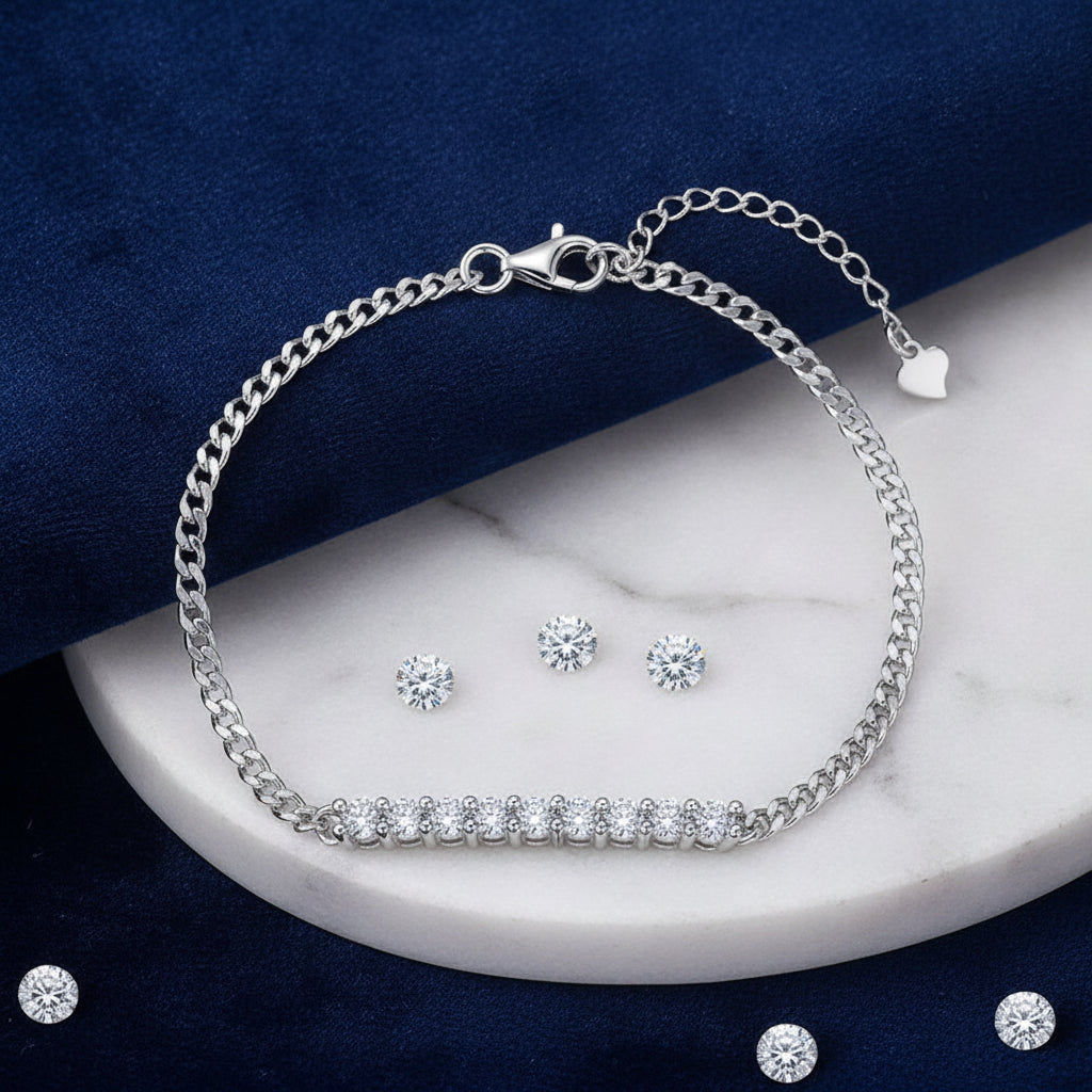 Women's Timeless Dazzling 925 Sterling Silver Moissanite Paved Cuban Link Bracelet - Image 5