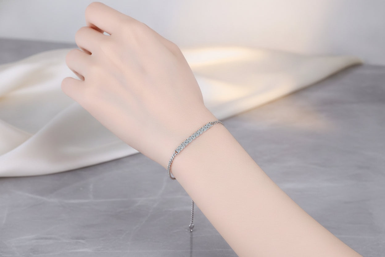 Women's Timeless Dazzling 925 Sterling Silver Moissanite Paved Cuban Link Bracelet - Image 9