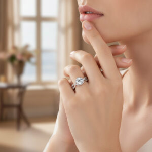 Women’s Sterling Silver Moissanite Solitaire Ring