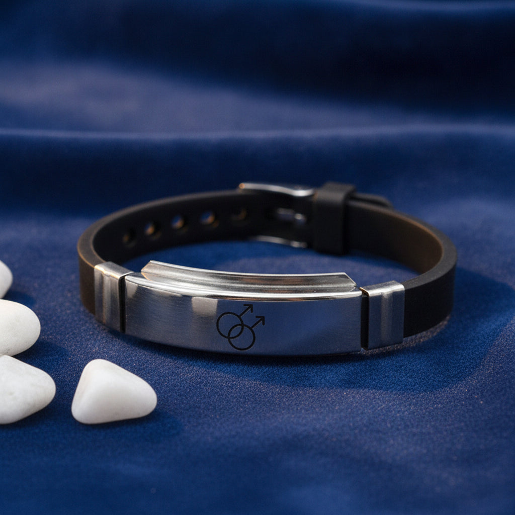 Engravable Stainless Steel Silicone LGBT Pride ID Bracelet for Gay Lesbian Transgender Men Women - Image 3