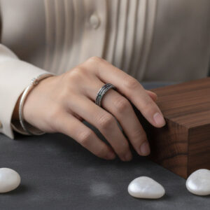 S925 Sterling Silver Couple Ring Vintage Literary Flower Design For Men And Women