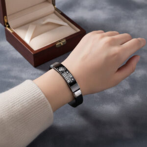 Black Stainless Steel Silicone Zodiac Constellation Classic Vintage ID Bracelets for Women Men