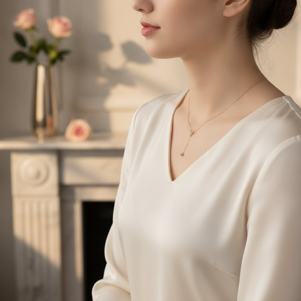 Silver Five-pointed Star Y-shaped Tassel Necklace For Women
