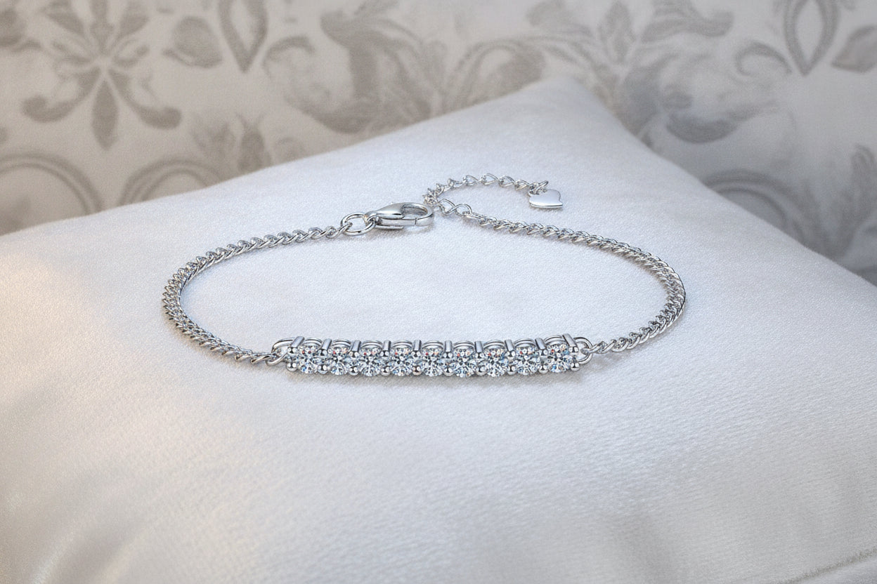 Women's Timeless Dazzling 925 Sterling Silver Moissanite Paved Cuban Link Bracelet - Image 10