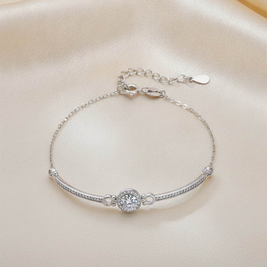 925 Sterling Silver 1 Carat Round Moissanite Bracelet White Gold Tone Luxury Style - Image 2