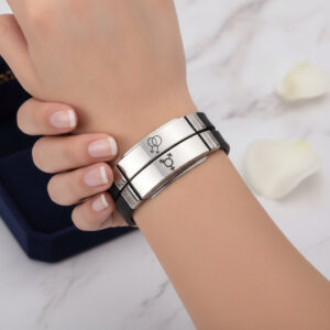 Engravable Stainless Steel Silicone LGBT Pride ID Bracelet for Gay Lesbian Transgender Men Women