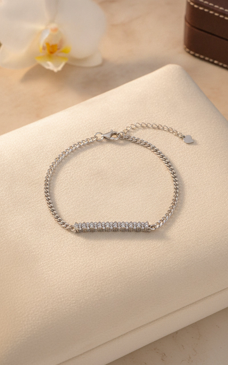 Women's Timeless Dazzling 925 Sterling Silver Moissanite Paved Cuban Link Bracelet - Image 6