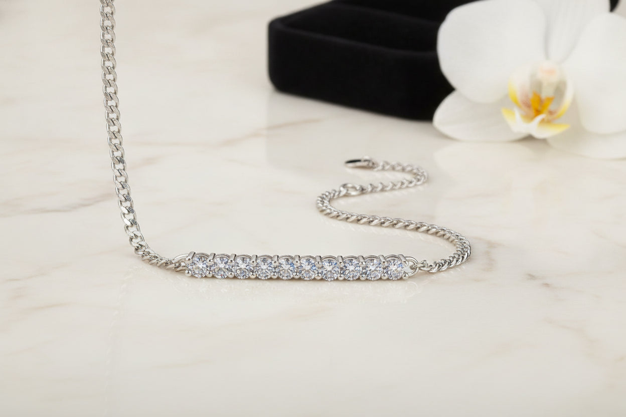 Women's Timeless Dazzling 925 Sterling Silver Moissanite Paved Cuban Link Bracelet - Image 7