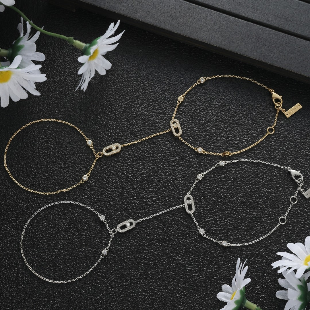 European Style Geometric Finger Chain Bracelet - Zircon Eye Copper Slave Bracelet for Women - Image 3